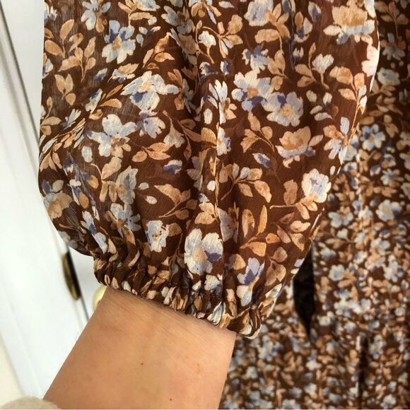 MSK DRESS WOMEN'S SIZE MEDIUM COLLARED BUTTON-DOWN CHIFFON RUFFLE HEM CHIFFON - Picture 11 of 12